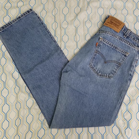 Vintage 80s Levis 505 Orange Tab Jeans Light Blue - Picture 1 of 8